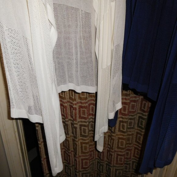 2X WHITE Melissa McCarthy Seven7 Open Front Sleeveless Knit Cardigan Duster - Picture 2 of 10